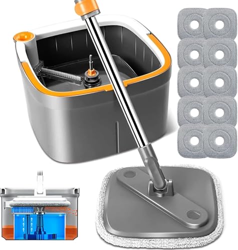 Spin Mop and Bucket Set with 2 Microfiber Mop Pads A8165