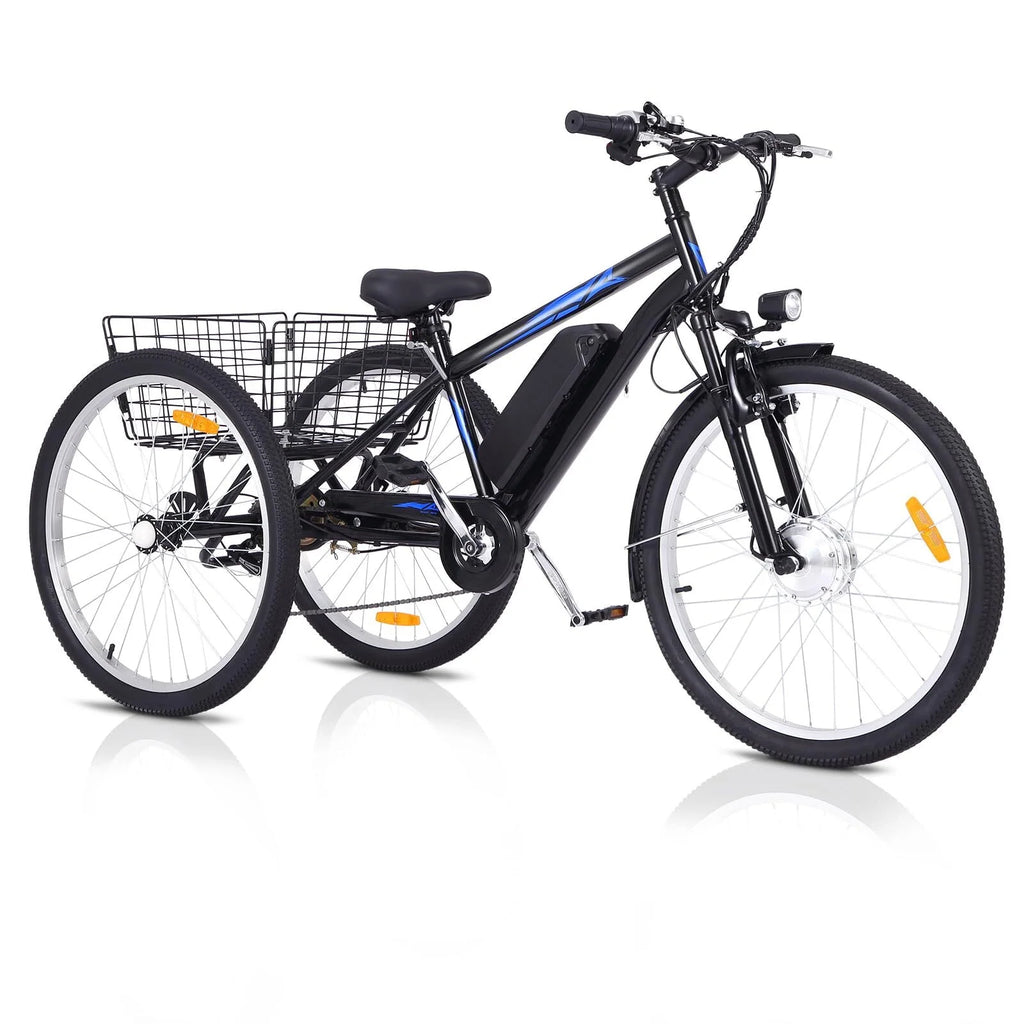 Electric Tricycle 7 Speeds 3 Wheels with Large Basket Orange M8541