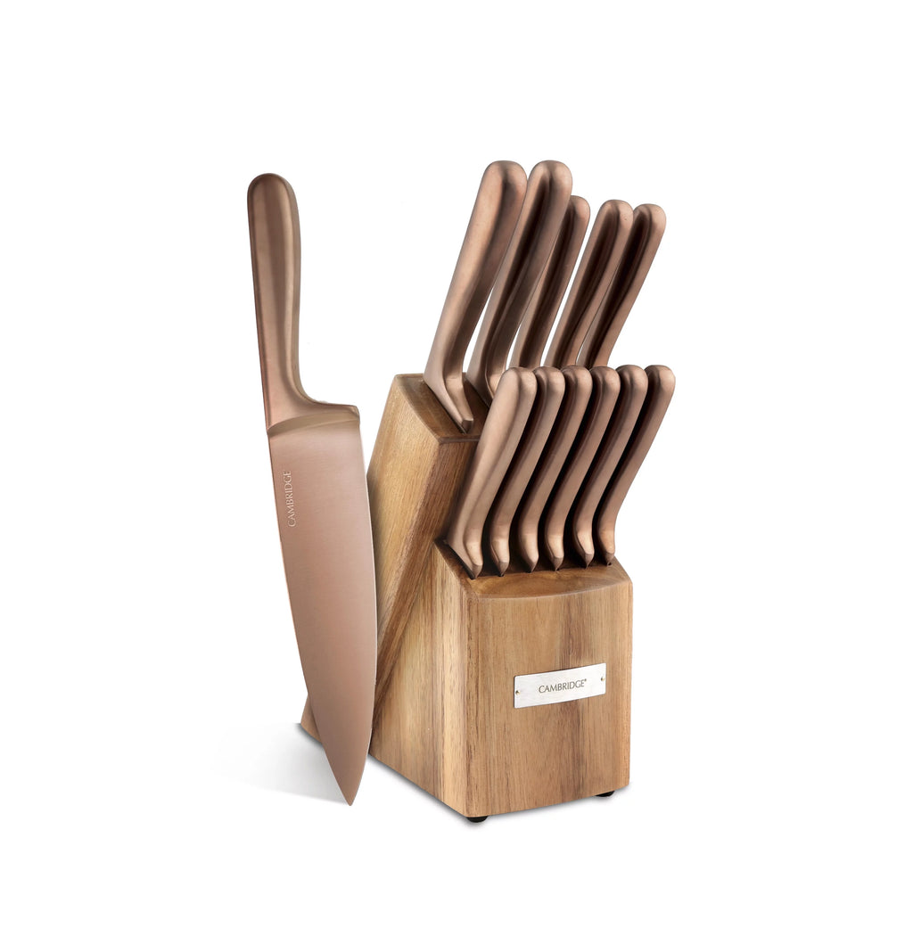 Copper 12-Piece Cutlery Set with Block S395