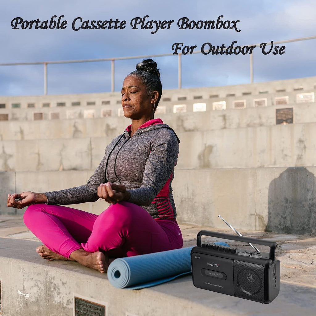 Portable Cassette Player Boombox AM/FM Radio Stereo Tape Recorder Q490667