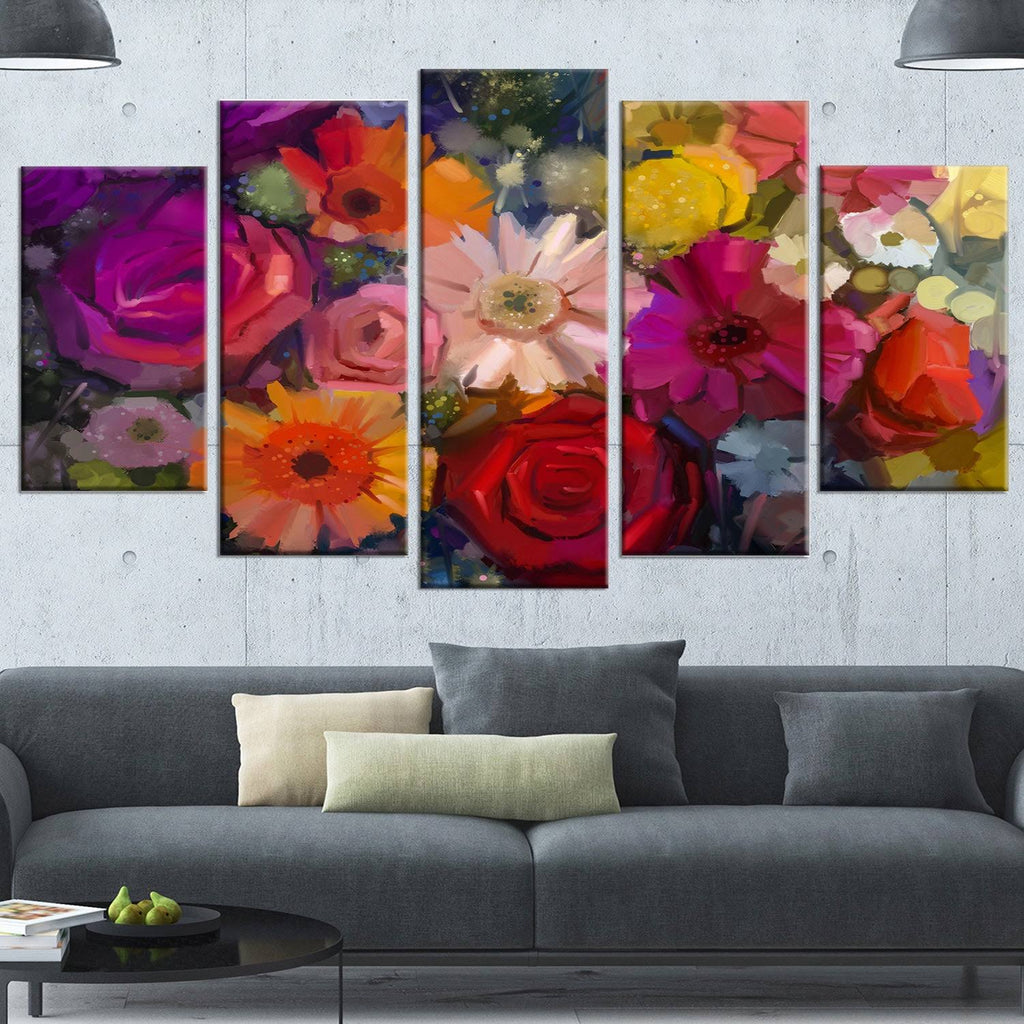 Purple Floral Canvas Artwork Print 60 in. Wide x 28 in. High K1410