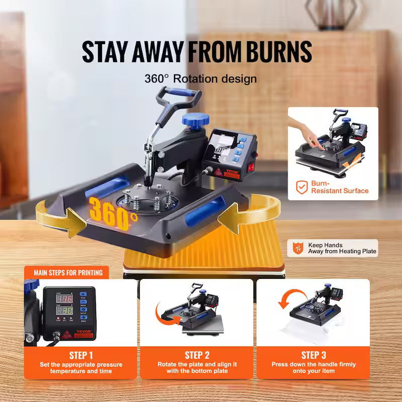 15 in. x 15 in. 5 in 1 Heat Press Machine Blue Q663295