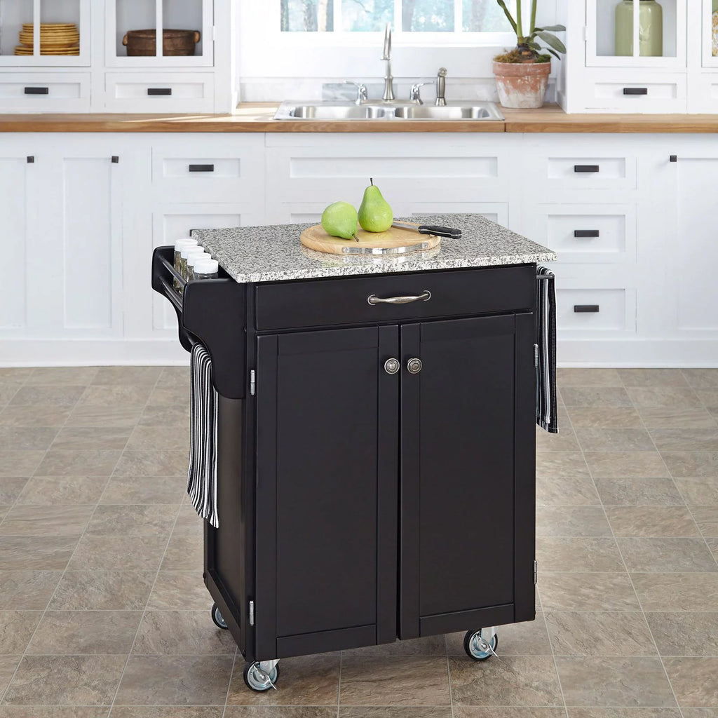 White Kitchen Cart with Oak Top I585