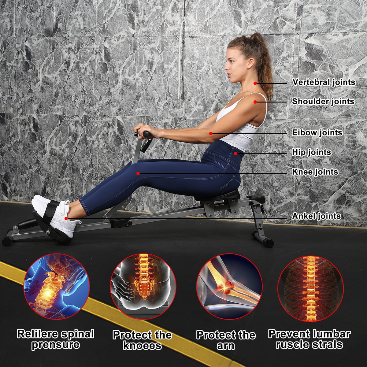 Fitness Rowing Machine with Adjustable Resistance M8070