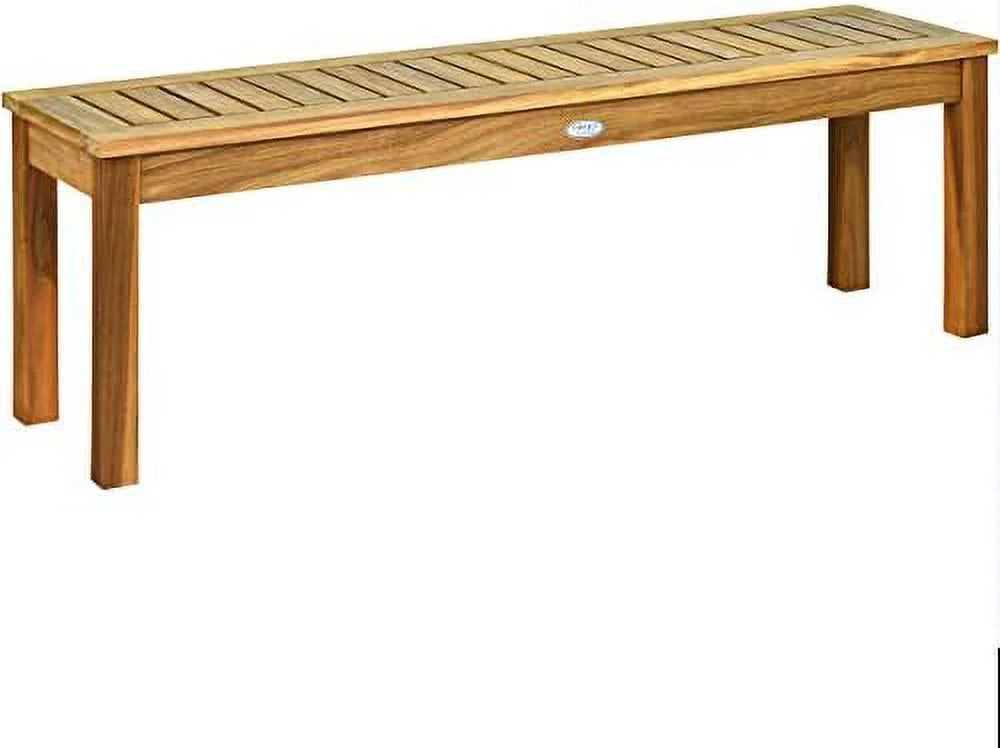 52 Inches Acacia Wood Backless Dining Bench with Slatted Seat D297239