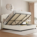 Queen Size Lift Up Storage Bed with Wingback Headboard N447