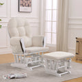 White Glider with Ottoman and Beige Cushions I525