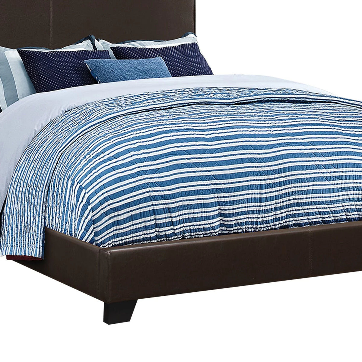 Vegan Faux Leather Queen Size Platform Bed Brown C752