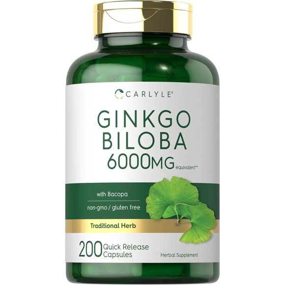 Ginkgo Biloba Capsules 6000mg 200 Count Supplement X96578
