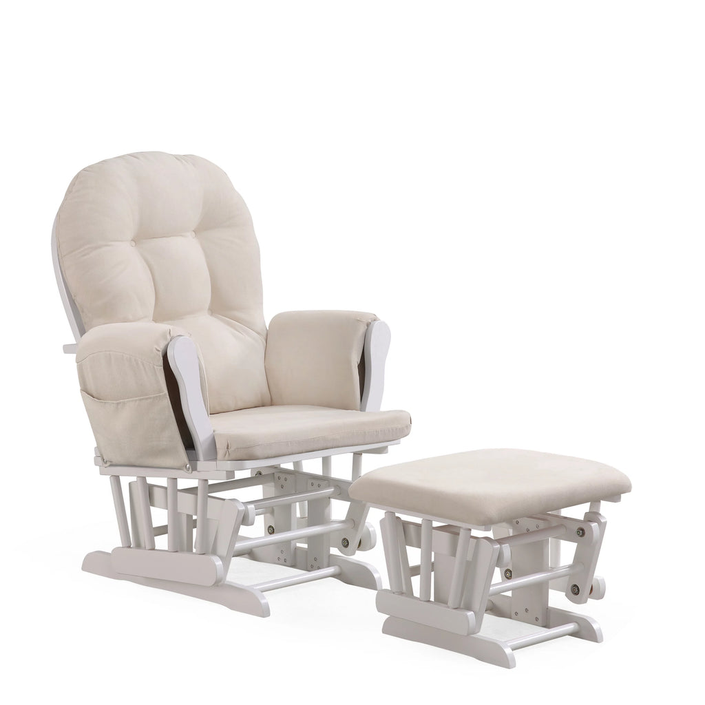 White Glider with Ottoman and Beige Cushions I525