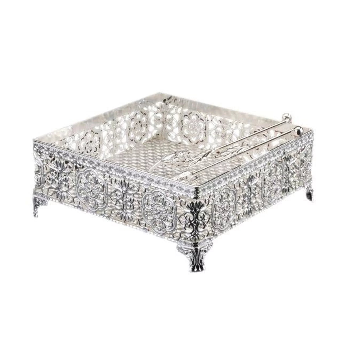 Silver Plated Flat Napkin Holder with Weighted Arm V9045