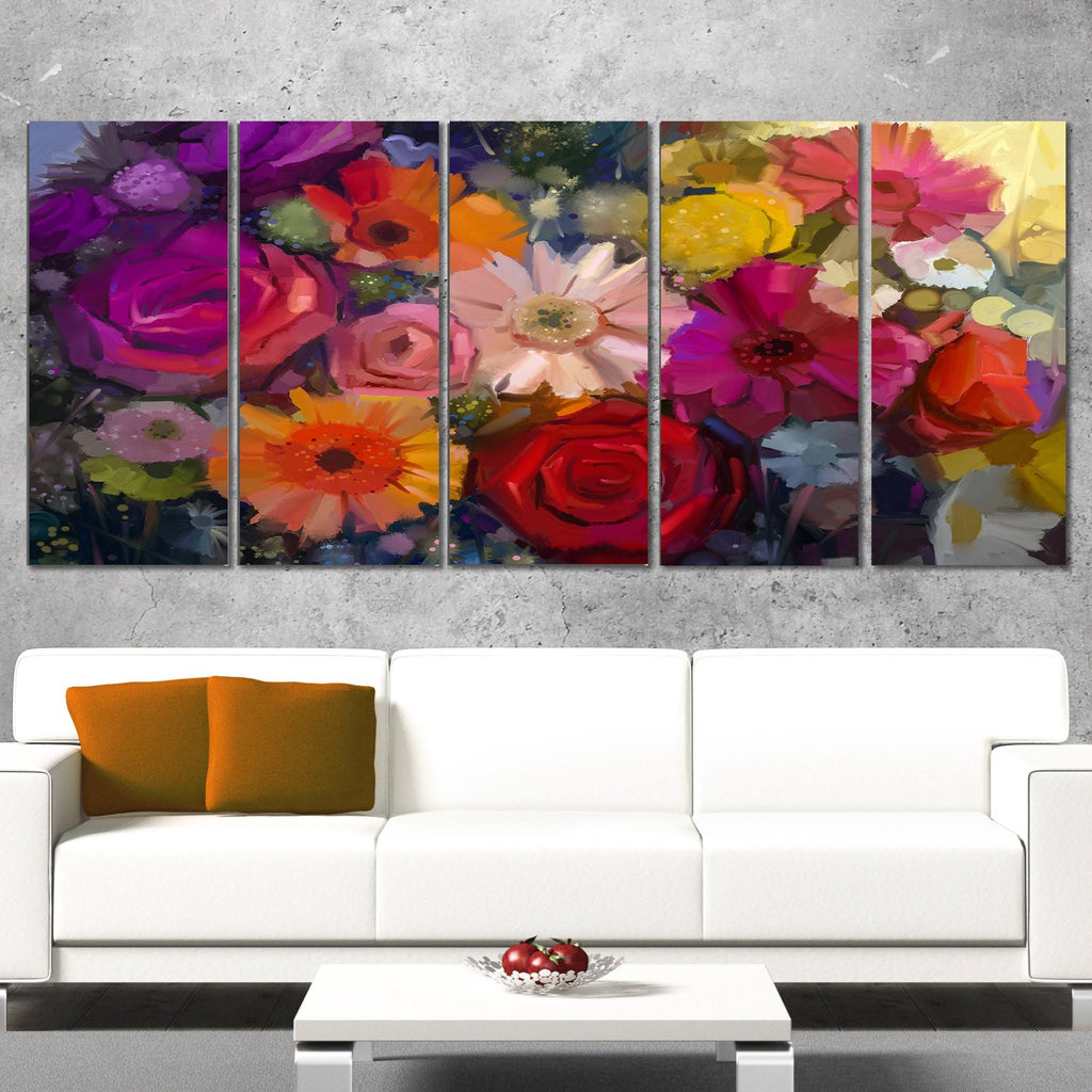 Purple Floral Canvas Artwork Print 60 in. Wide x 28 in. High K1410
