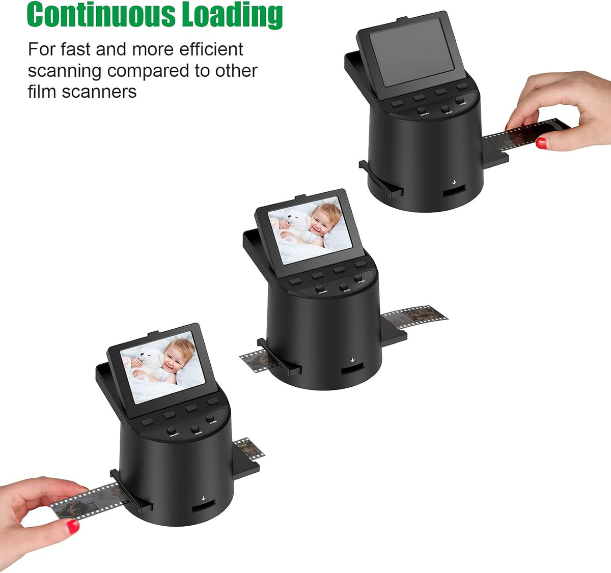 Wireless Digital Film Scanner with 22MP, Converts 35mm, 126, 110, Super 8 Films, Slides, Negatives to JPEG, Tilt-Up 3.5 Large LCD, Transfer Pictures to Phones Via WiFi Connection, MAC &PC Compatible V3199