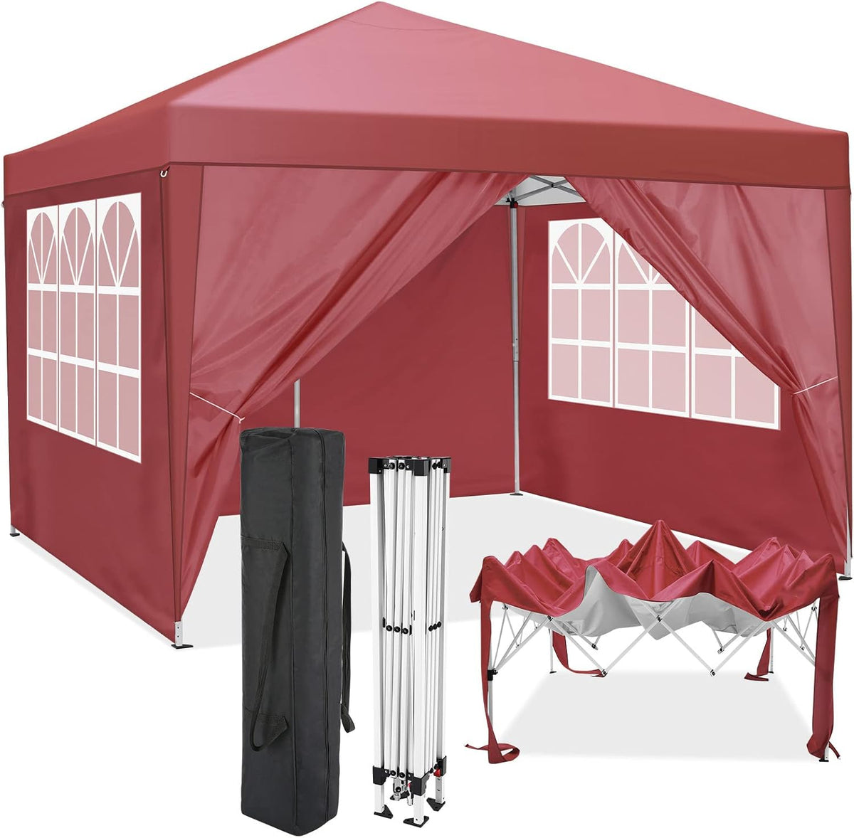 10x10ft Pop Up Canopy Tent with Wheeled Carry Bag J9428
