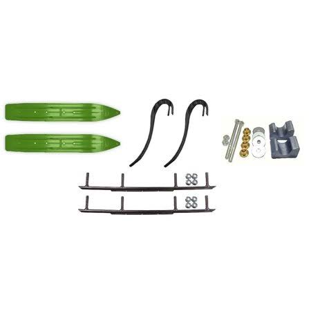 Green Snowmobile Skis with 8 inch Round Bars C7531