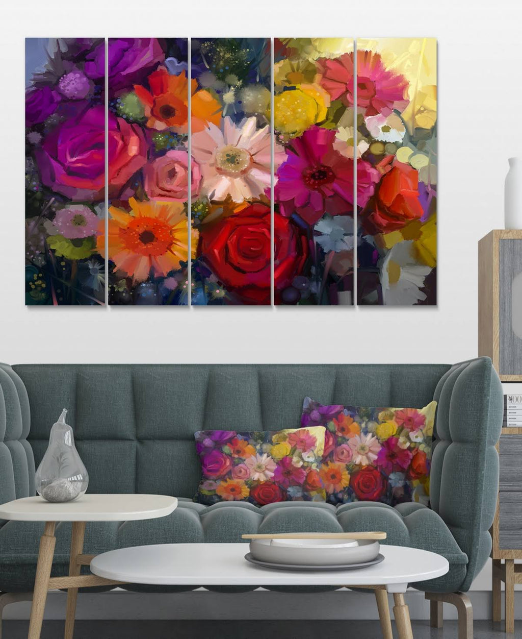 Purple Floral Canvas Artwork Print 60 in. Wide x 28 in. High K1410