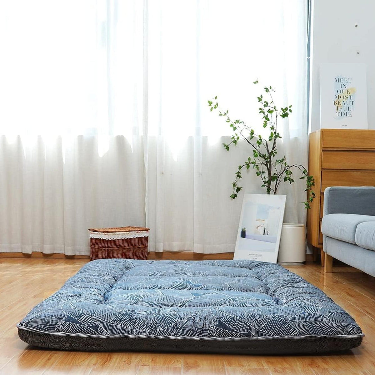 Black Foldable Japanese Floor Mattress D135696