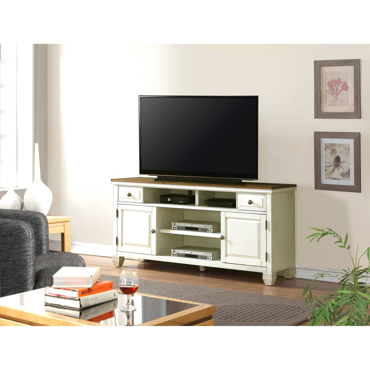 68x22 TV Stand Console White P69494