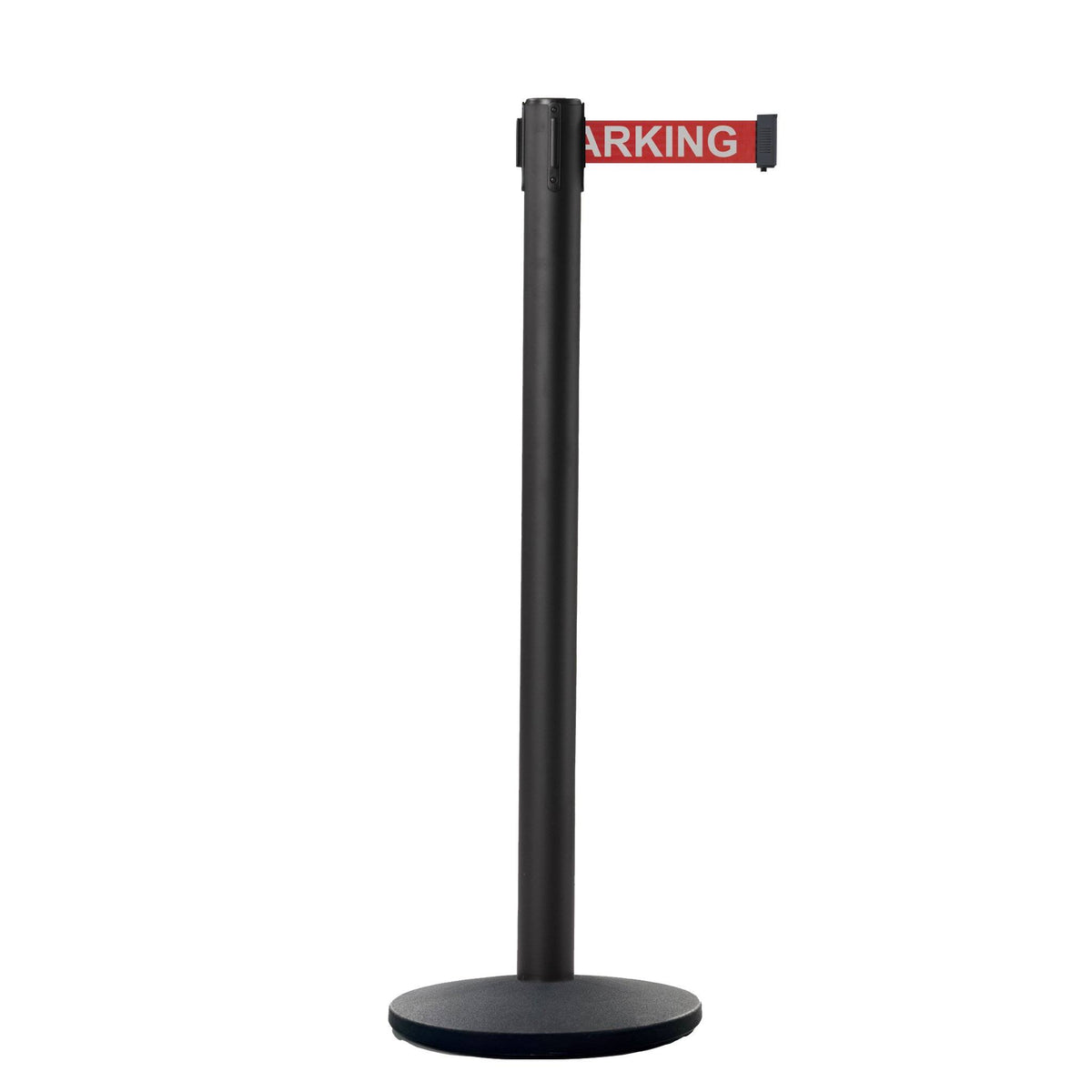 Retractable Belt Barrier Black Post Cast Iron Base 7.5 ft. Belt S99593