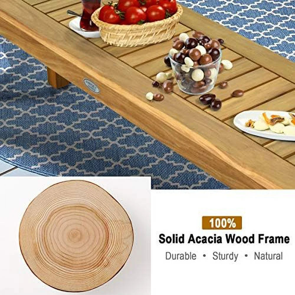 52 Inches Acacia Wood Backless Dining Bench with Slatted Seat D297239