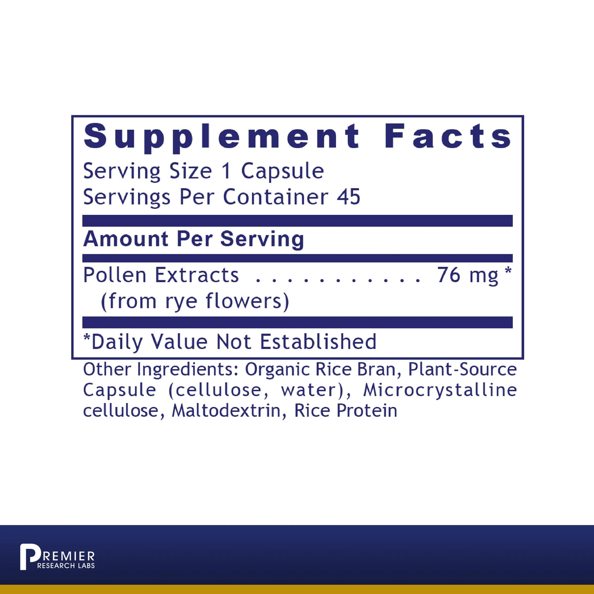 Rye Pollen Extract 45 Capsules T71279