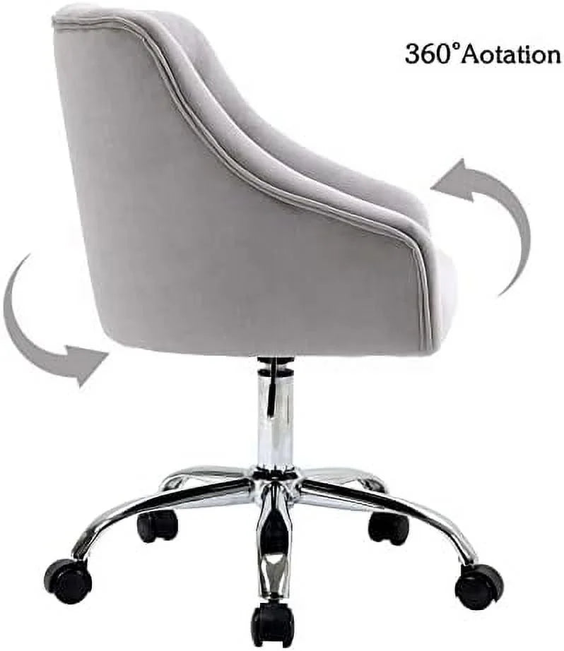 Grey Velvet Adjustable Mid-Back Office Chair J247