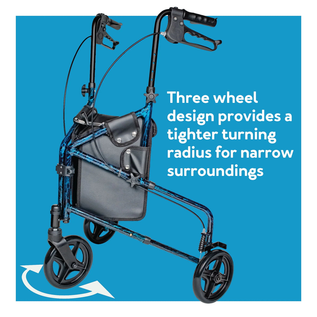 3 Wheel Aluminium Rollator Walker with Adjustable Handles O8331