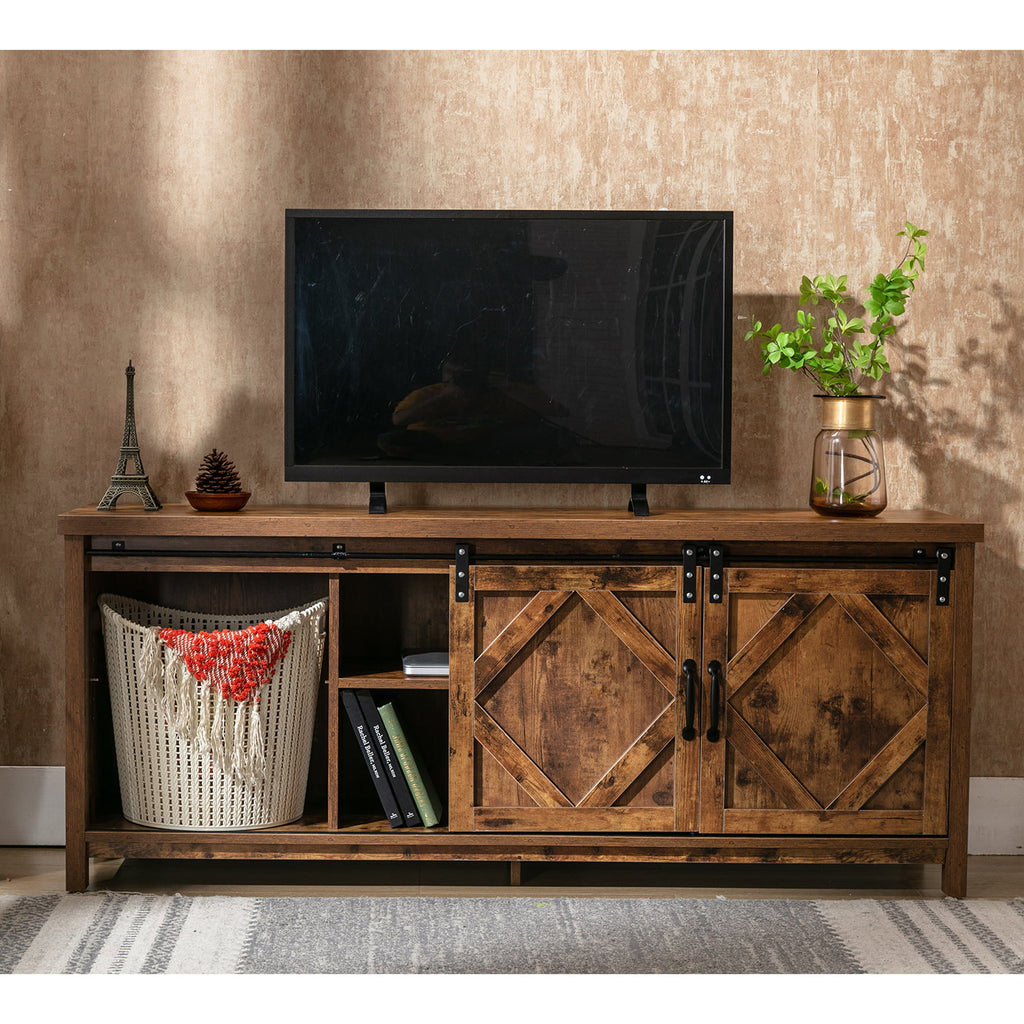 65 inch Media Console with Barn Doors Storage Cabinet D95087