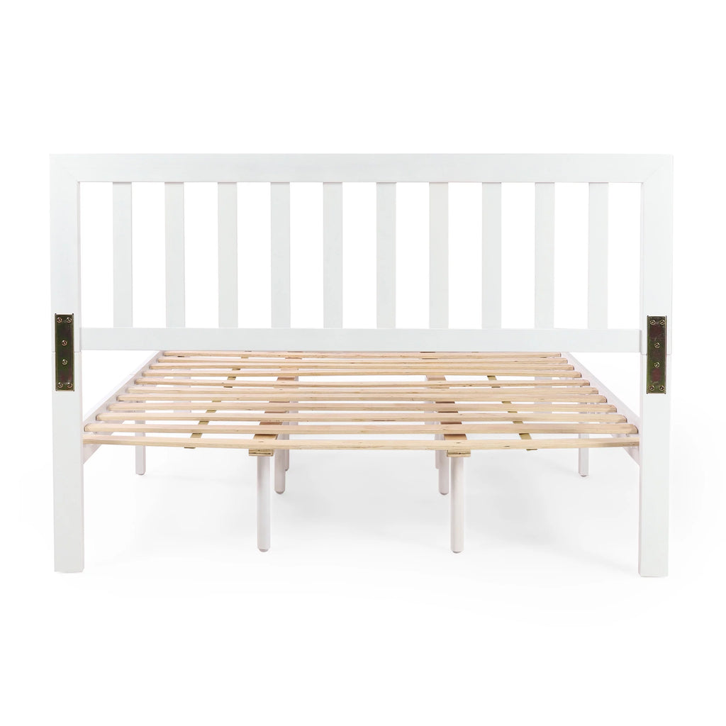 White Acacia Wood Queen Bed C300
