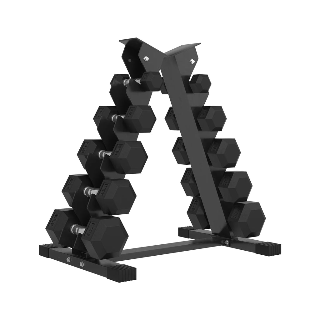Rubber Hex Dumbbell Set with Racks U85812