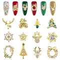 12PCS Christmas 3D Nail Charms Zircon Rhinestones Metal Nail Art Gems J88405