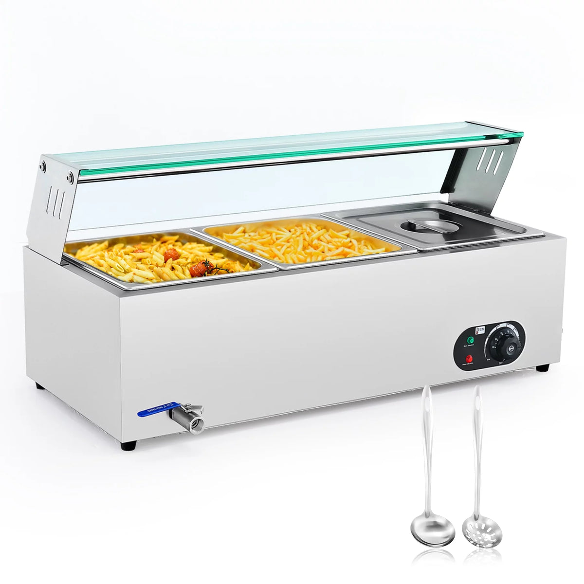 3 Pan Food Warmer Buffet Server with Glass Shelf H450417