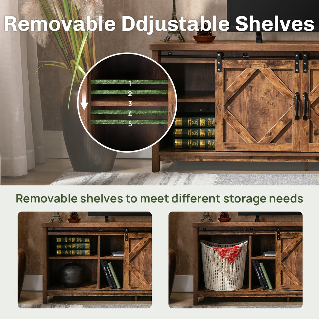 65 inch Media Console with Barn Doors Storage Cabinet D95087