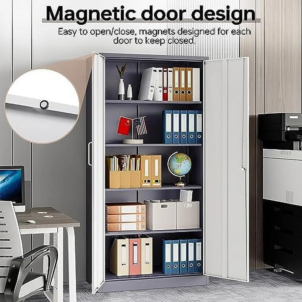 Metal Cabinet with Locking Doors 71" Tall 2 Adjustable Shelves D933