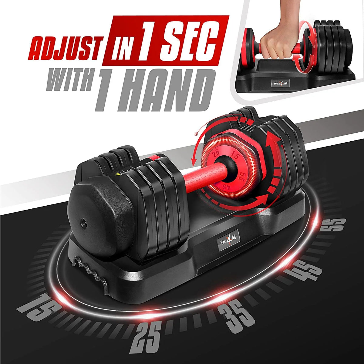 Adjustable Dumbbell 15-55 Black Single B631