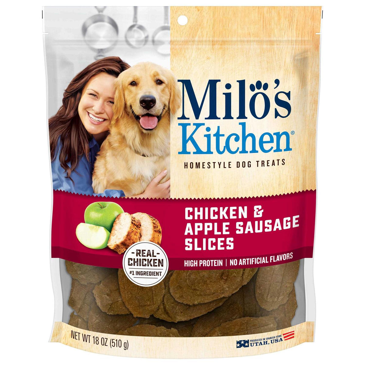 Chicken Apple Sausage Slices Dog Treats B5983