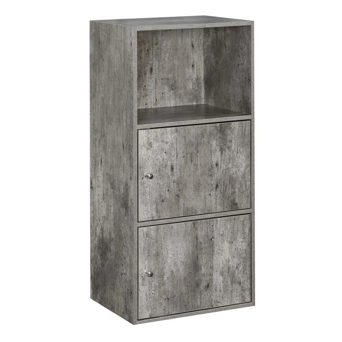 2 Door Gray Faux Birch Wood Cabinet L8532