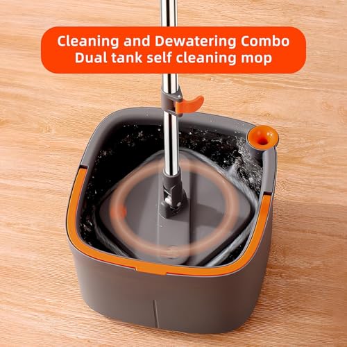 Spin Mop and Bucket Set with 2 Microfiber Mop Pads A8165