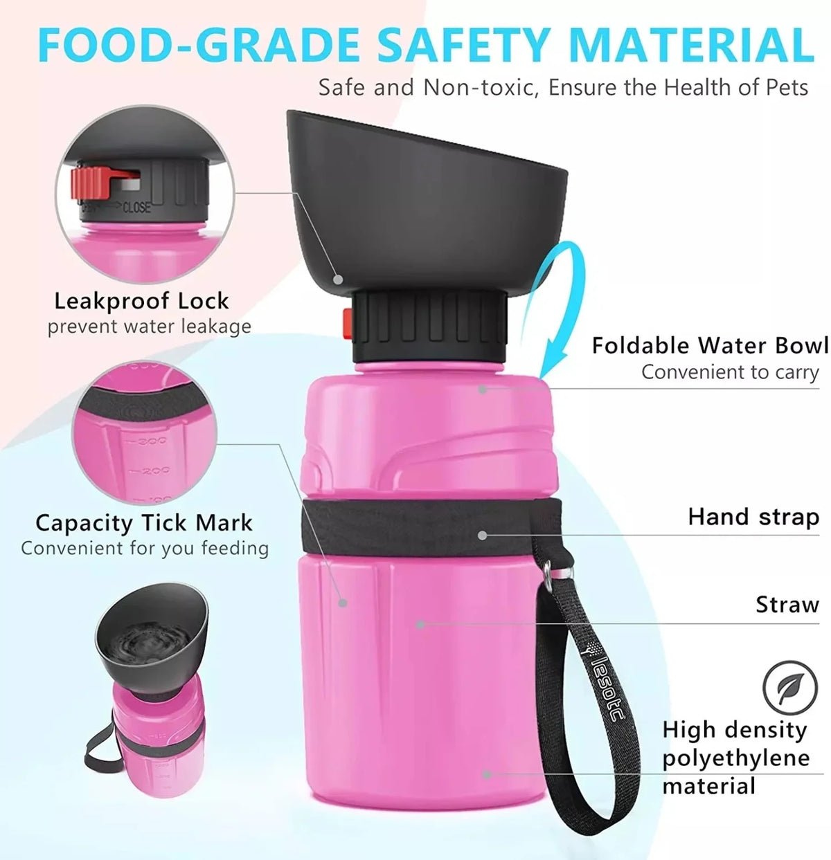 Dog Walking Combo: Poop Bags 120 Count, Waste Bag Carrier, Collapsible Water Bottle Set A8986