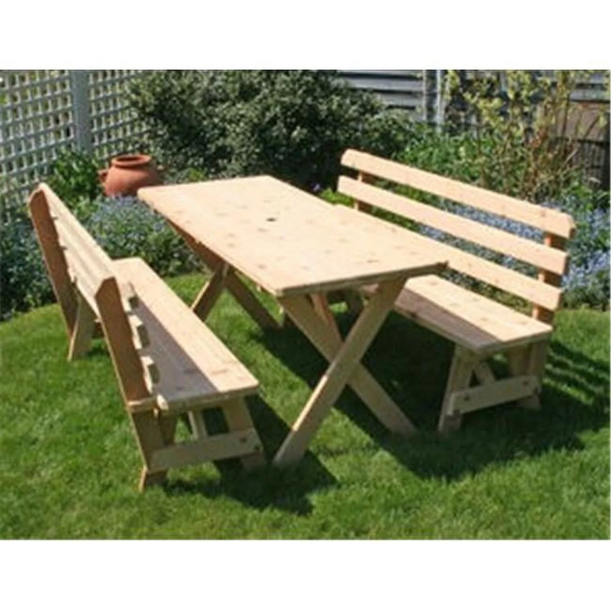 Cedar Cross Legged Picnic Table with 4 ft. Backed Benches B929