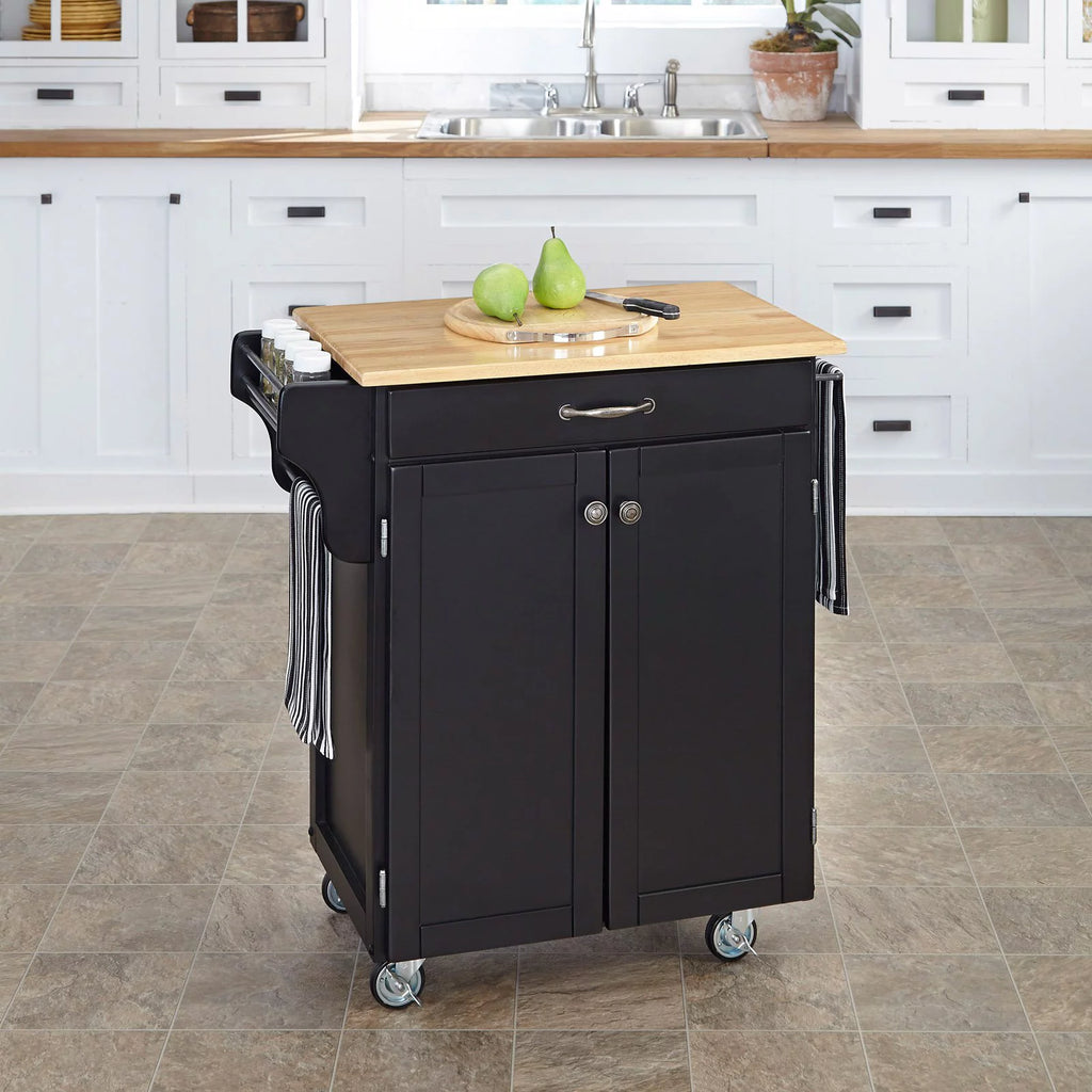 White Kitchen Cart with Oak Top I585