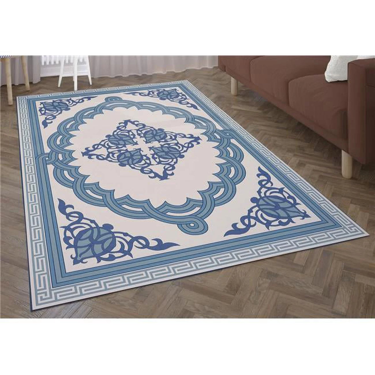 Blue Medallion Area Rug 9 x 12 ft U62278