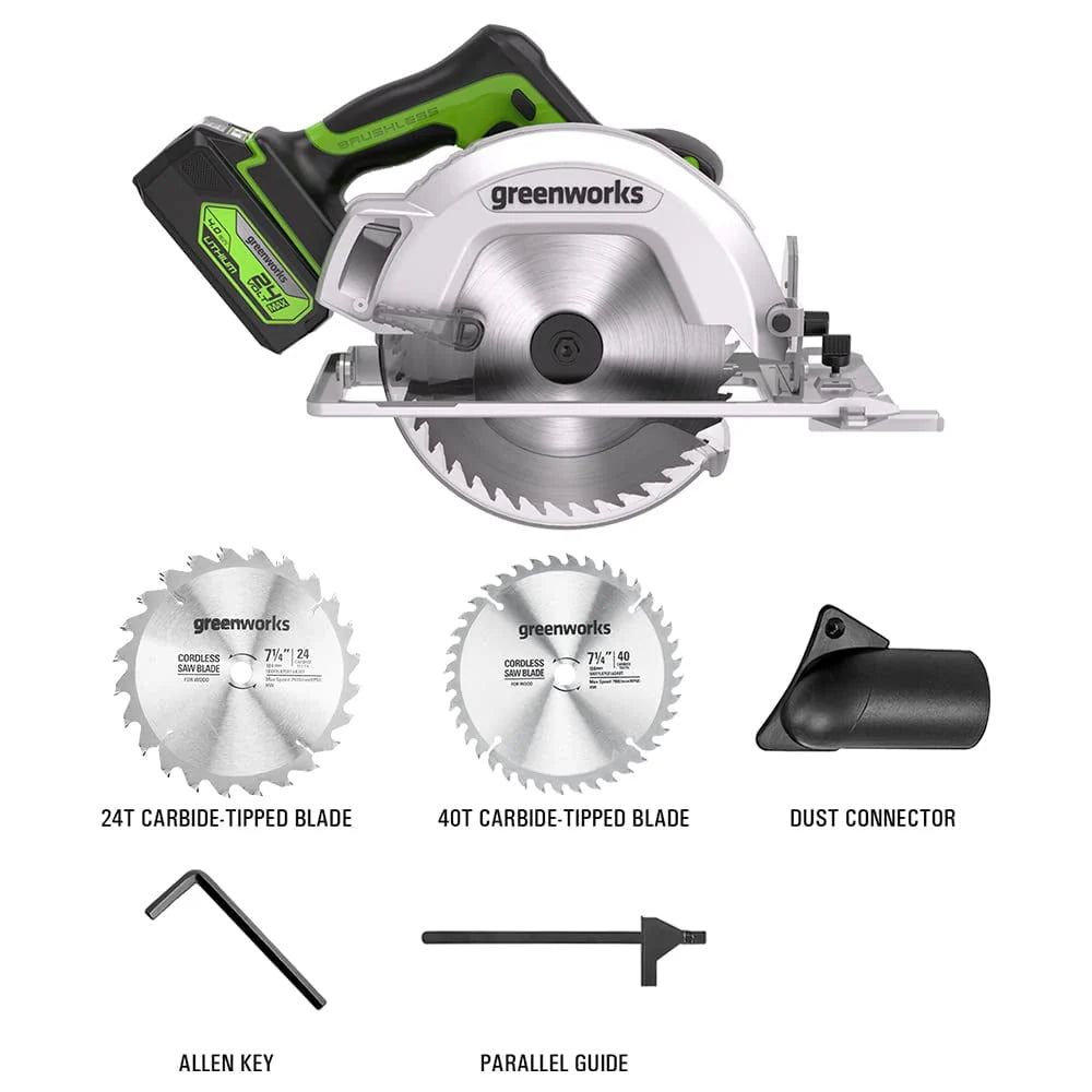 24V Brushless Cordless 7.25'' Circular Saw with Battery and Charger D89719
