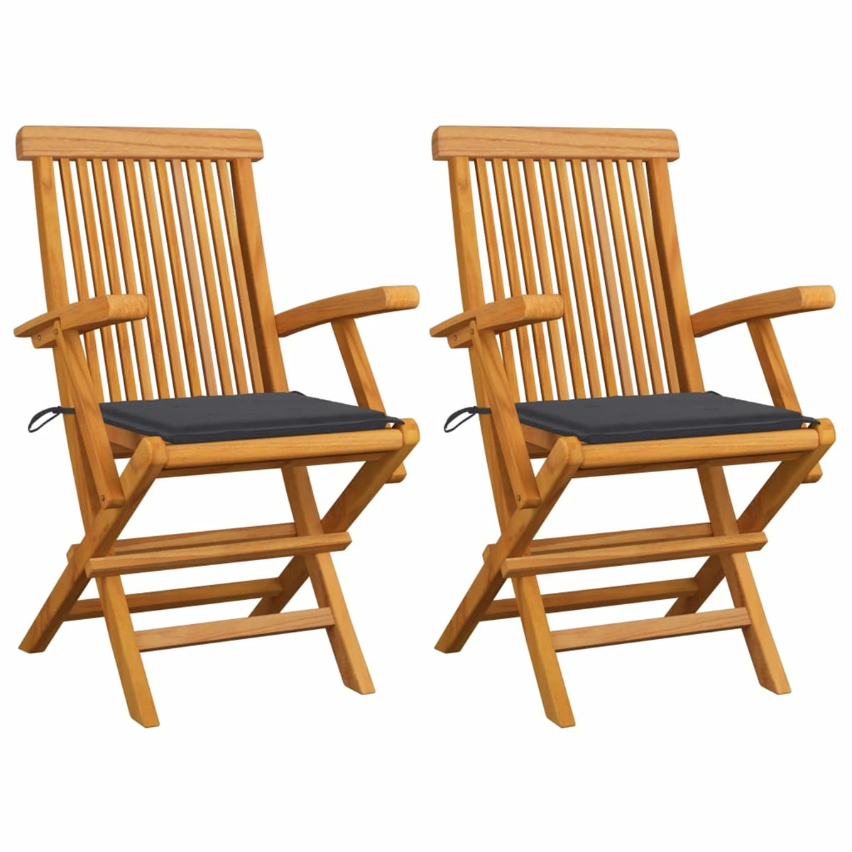 2 Piece Folding Teak Wood Outdoor Dining Chair with Cushion M742