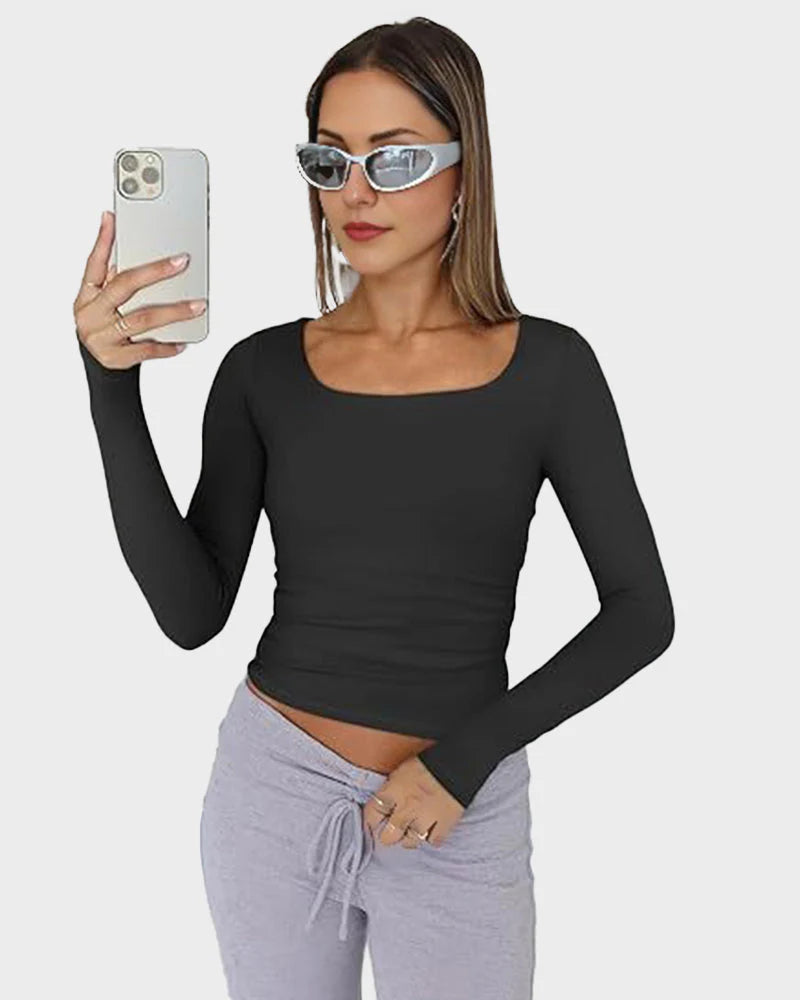 Slim-Fit Square-Neck Crop Top W39508