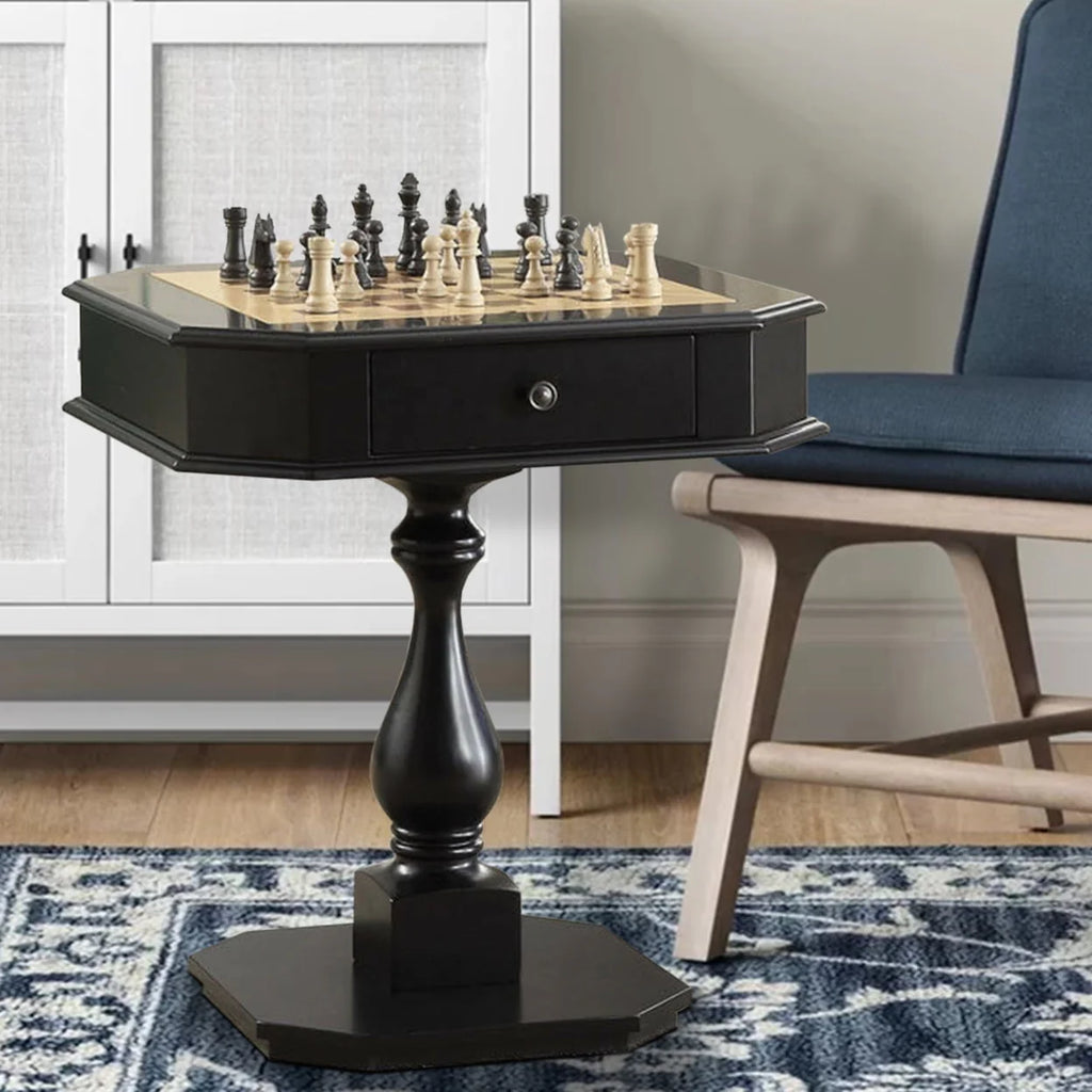 Wooden Chess Game Table with One Drawer V540