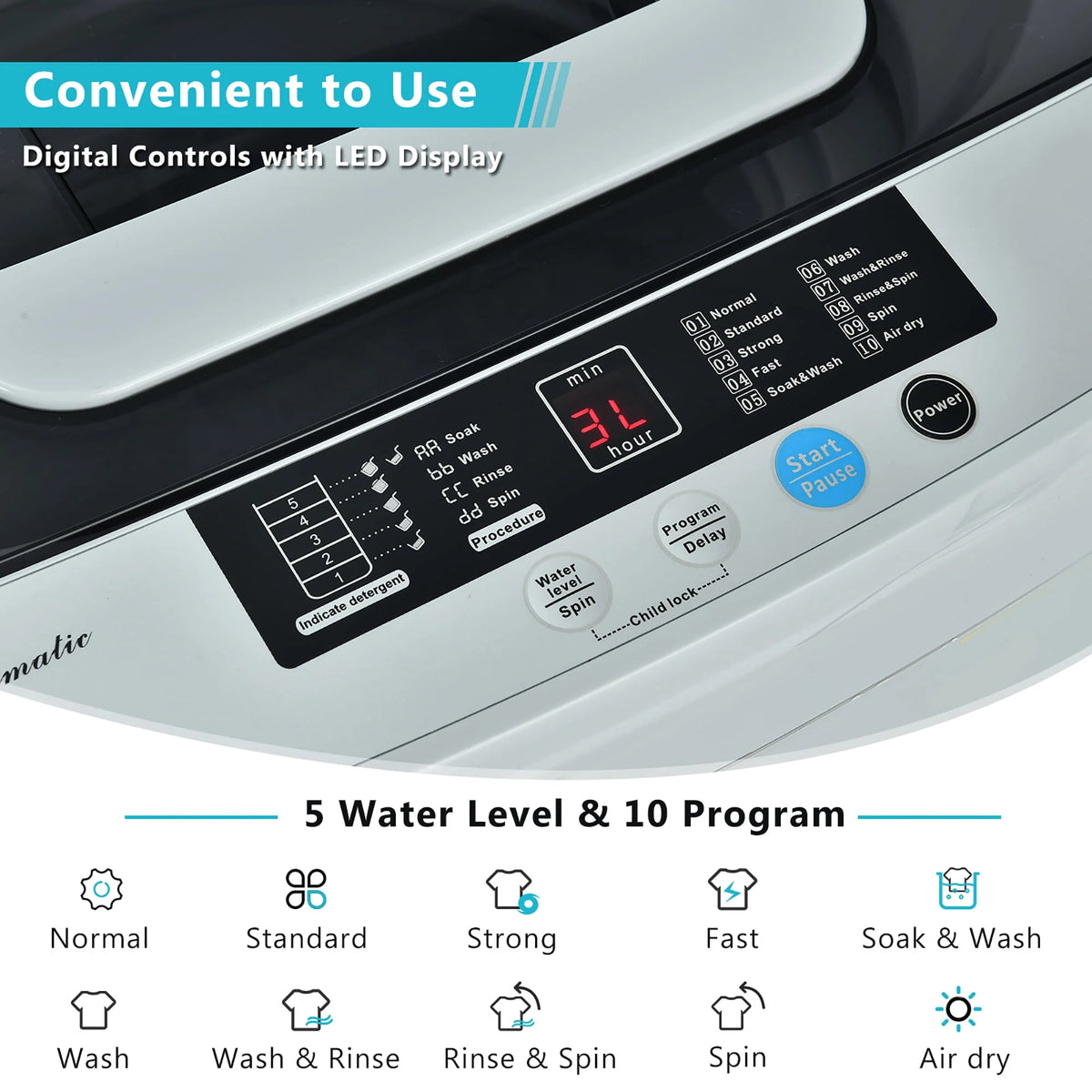 Portable Full-Automatic Washing Machine 8.8lbs Y520302