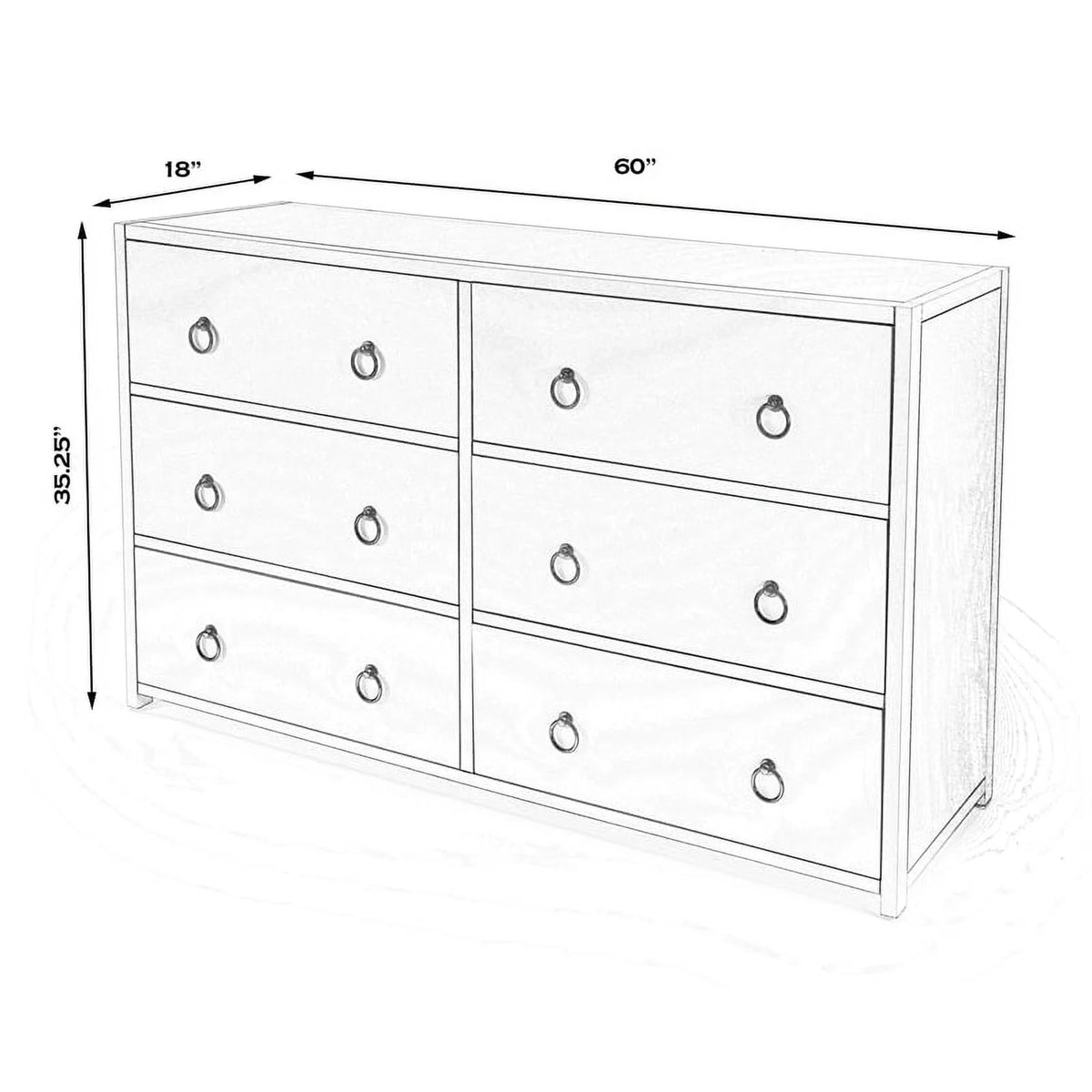 6-Drawer Engineered Wood Double Dresser H699