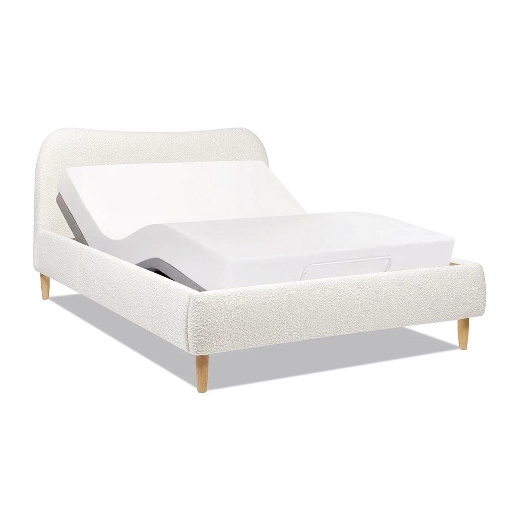 Queen Ivory White Boucle Upholstered Platform Bed X2482